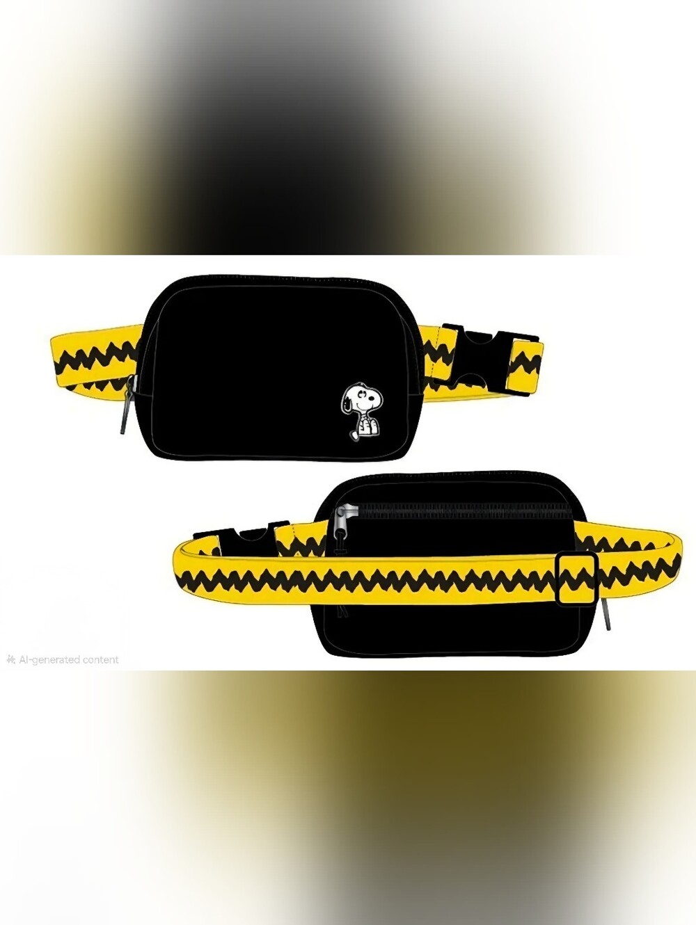 Peanuts Snoopy Belt/Crossbody Bag with Yellow Zigzag Strap